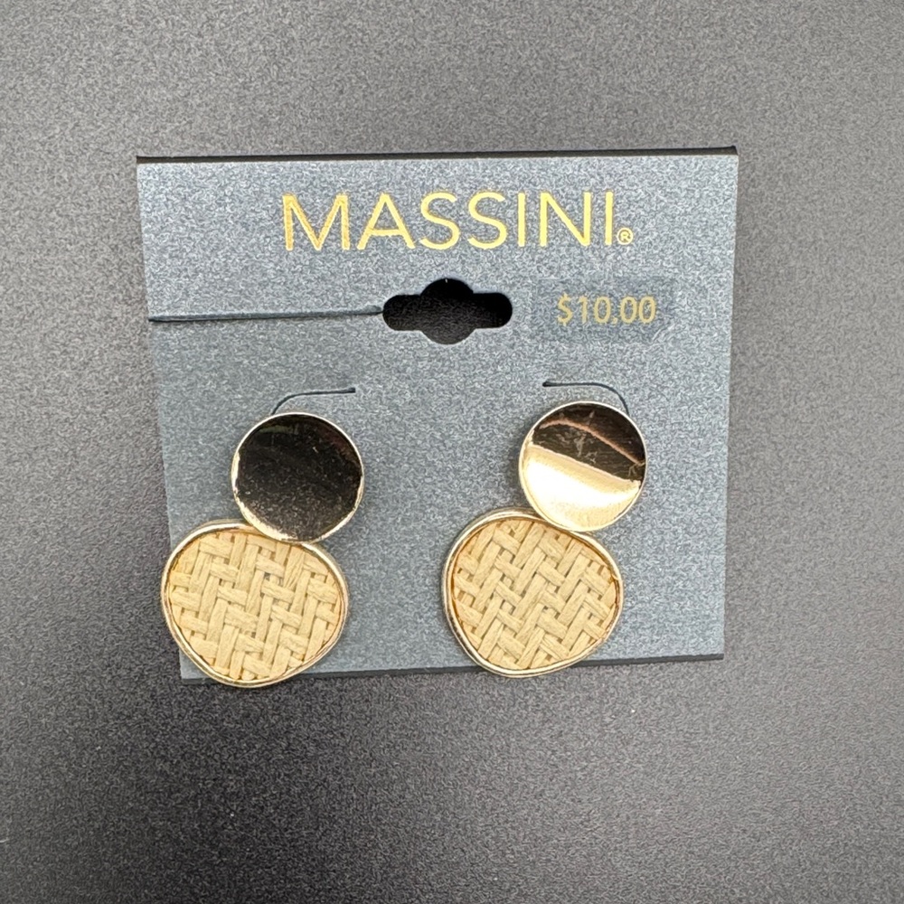 Massini Gold and Tan Circle Earrings